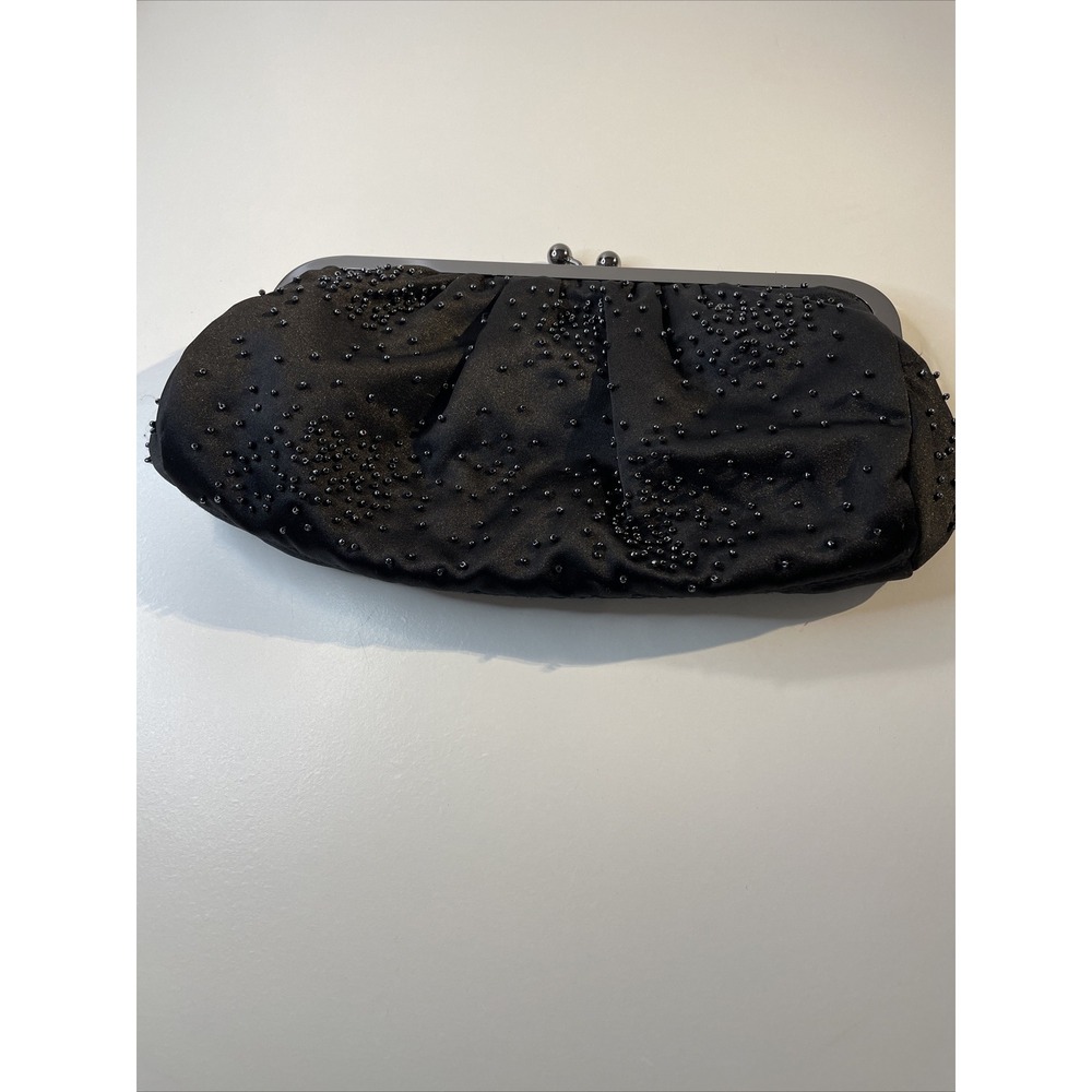 Express Black Bead Clutch Wedding Eventing Handbags Black Beaded Purse EUC G84